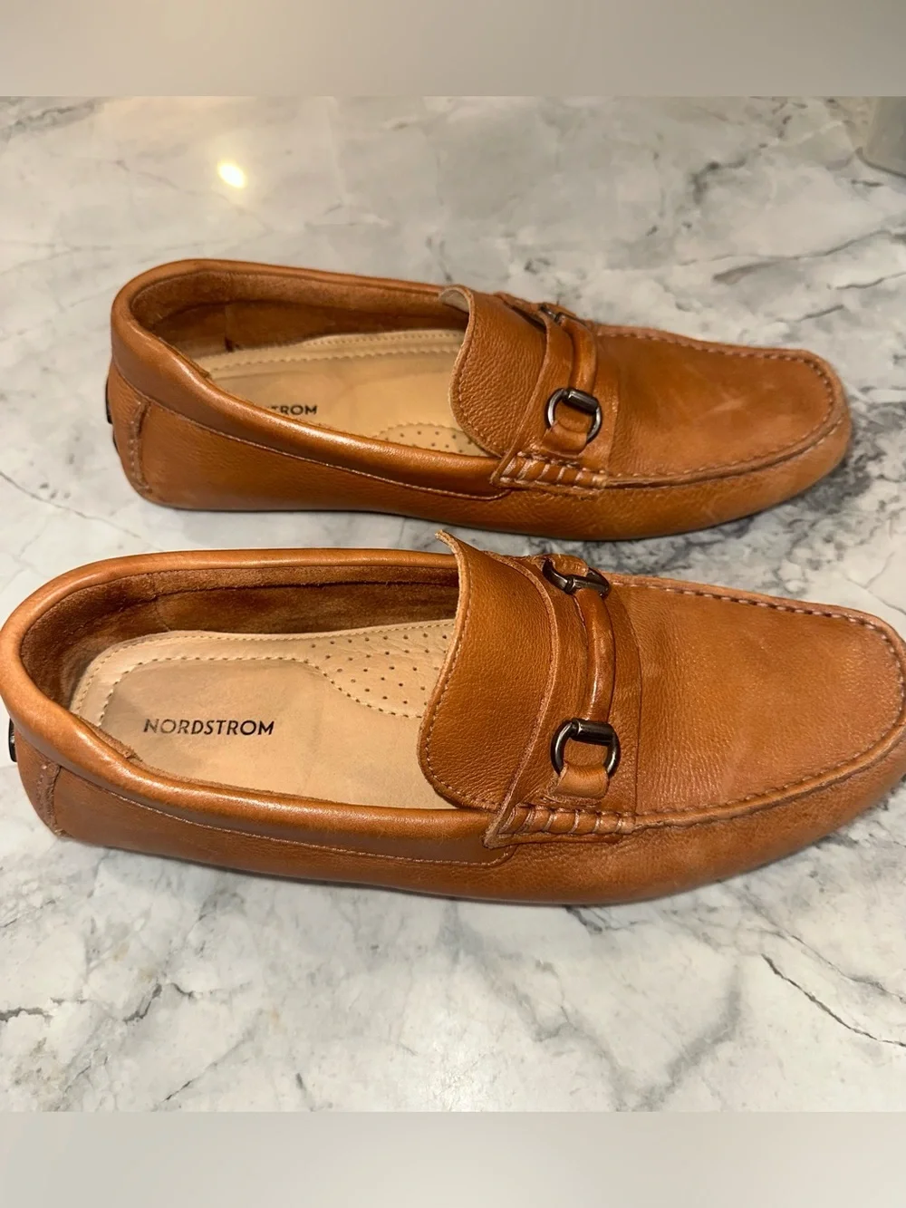 Nordstrom Brown Leather Corbin Bit-Detail Driving Loafers